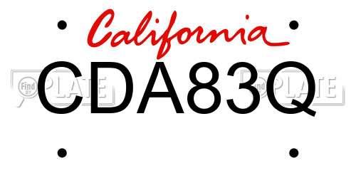 CDA83Q California License Plate