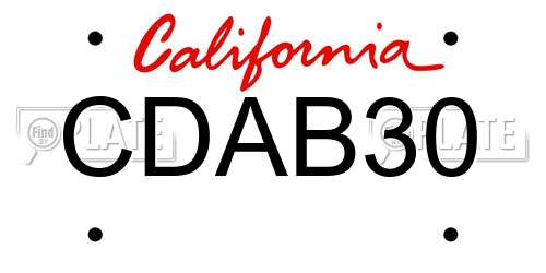 CDAB30 California License Plate