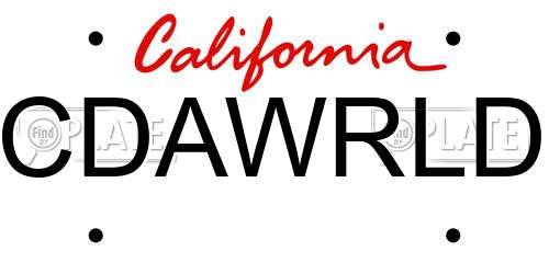 CDAWRLD California License Plate