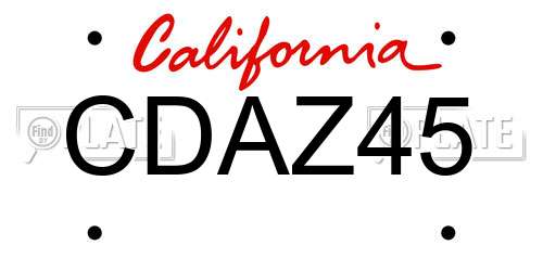 CDAZ45 California License Plate