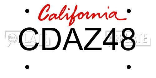 CDAZ48 California License Plate