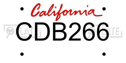 CDB266 California License Plate