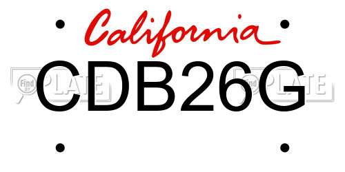 CDB26G California License Plate