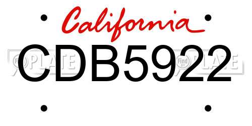 CDB5922 California License Plate