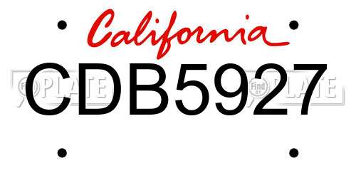 CDB5927 California License Plate