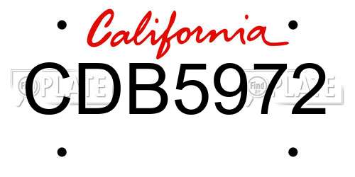 CDB5972 California License Plate