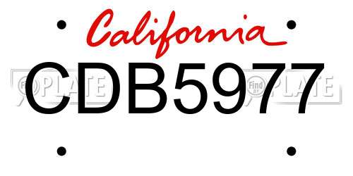 CDB5977 California License Plate