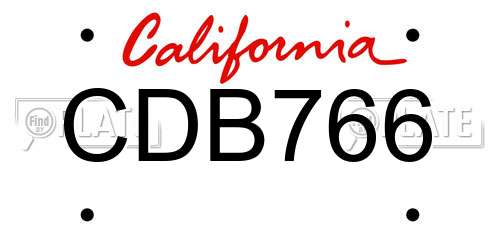 CDB766 California License Plate