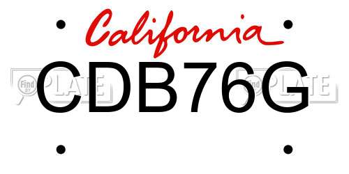CDB76G California License Plate