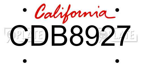 CDB8927 California License Plate