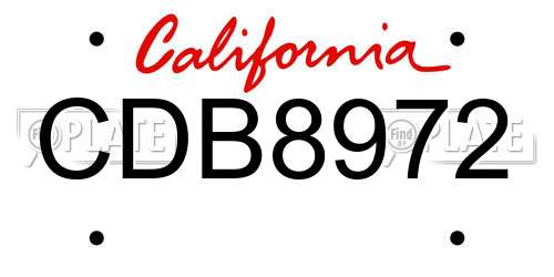 CDB8972 California License Plate