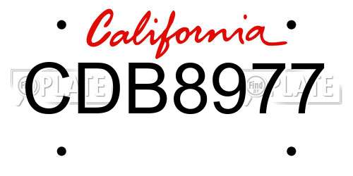 CDB8977 California License Plate