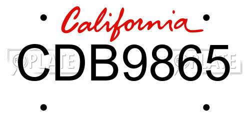 CDB9865 California License Plate