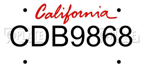 CDB9868 California License Plate