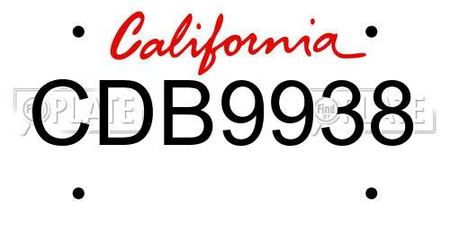 CDB9938 California License Plate