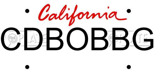 CDBOBBG California License Plate