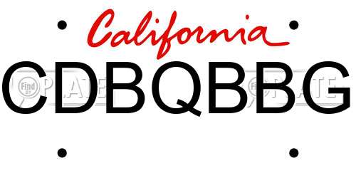 CDBQBBG California License Plate