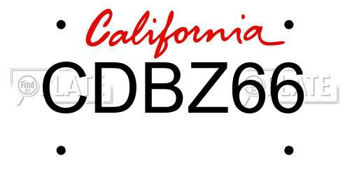 CDBZ66 California License Plate