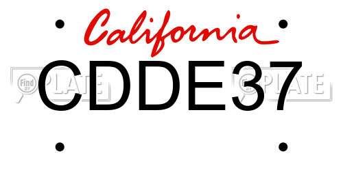 CDDE37 California License Plate