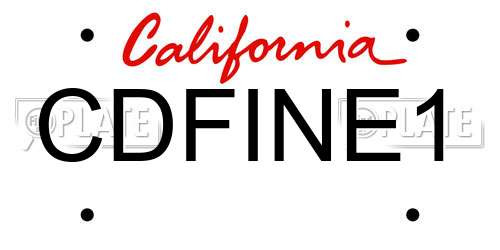 CDFINE1 California License Plate