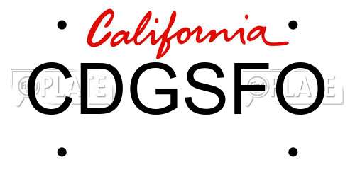 CDGSFO California License Plate
