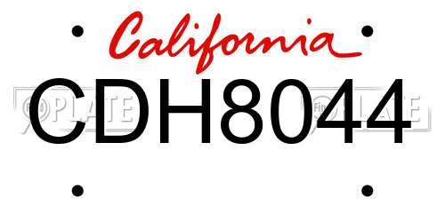 CDH8044 California License Plate
