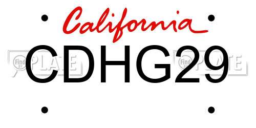CDHG29 California License Plate