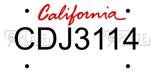CDJ3114 California License Plate
