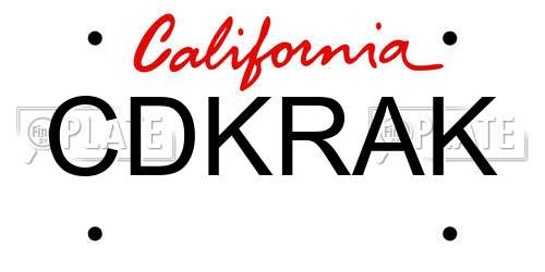 CDKRAK California License Plate