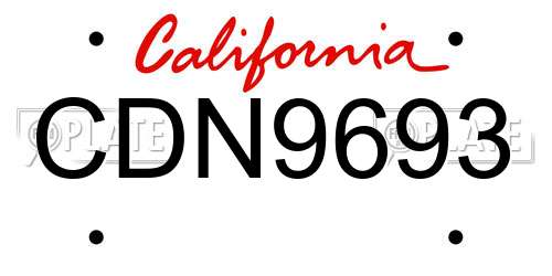 CDN9693 California License Plate