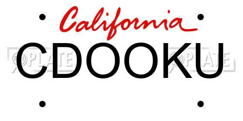 CDOOKU California License Plate
