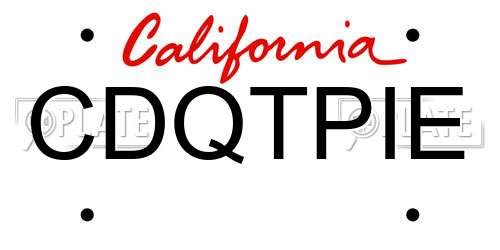 CDQTPIE California License Plate