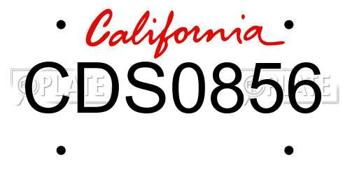 CDS0856 California License Plate