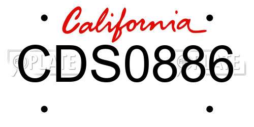 CDS0886 California License Plate