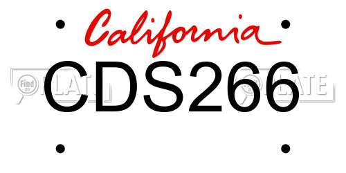 CDS266 California License Plate