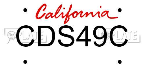 CDS49C California License Plate