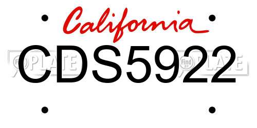 CDS5922 California License Plate