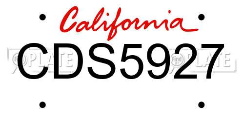CDS5927 California License Plate