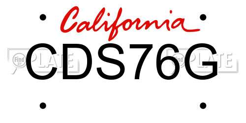 CDS76G California License Plate