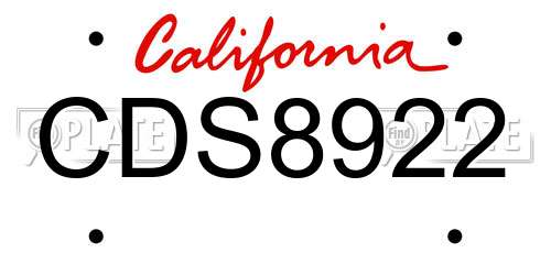 CDS8922 California License Plate