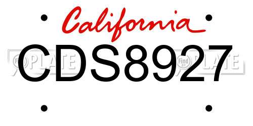 CDS8927 California License Plate