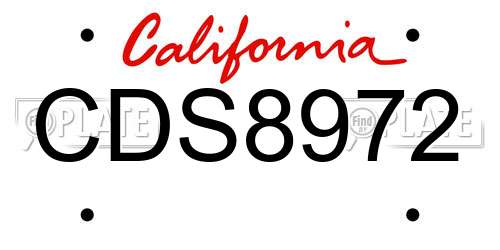 CDS8972 California License Plate