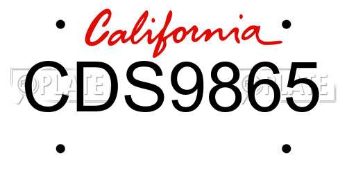 CDS9865 California License Plate