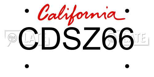 CDSZ66 California License Plate