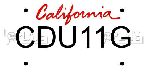 CDU11G California License Plate
