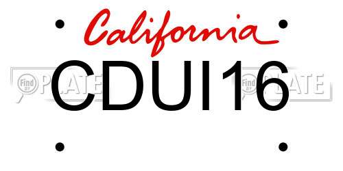 CDUI16 California License Plate