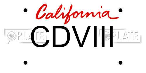 CDVIII California License Plate