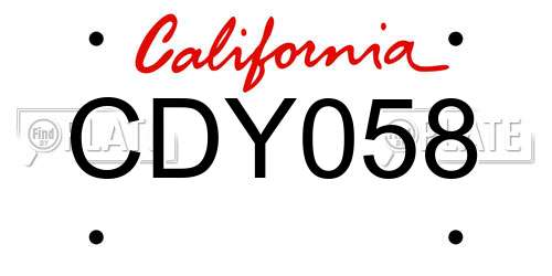 CDY058 California License Plate