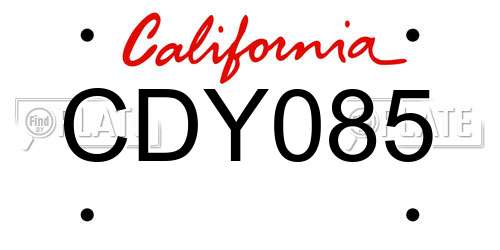 CDY085 California License Plate
