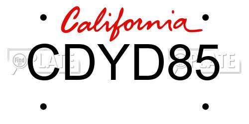 CDYD85 California License Plate
